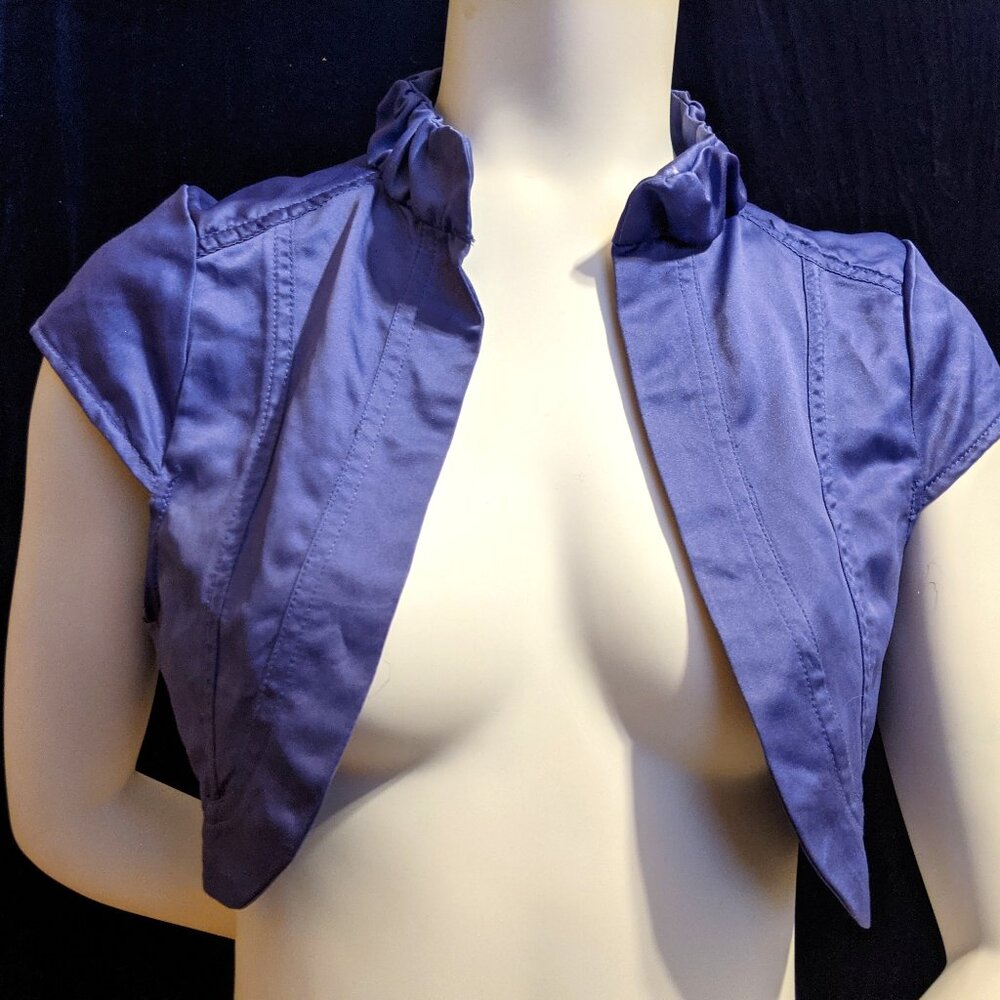 Satin bolero jacket with cap sleeves